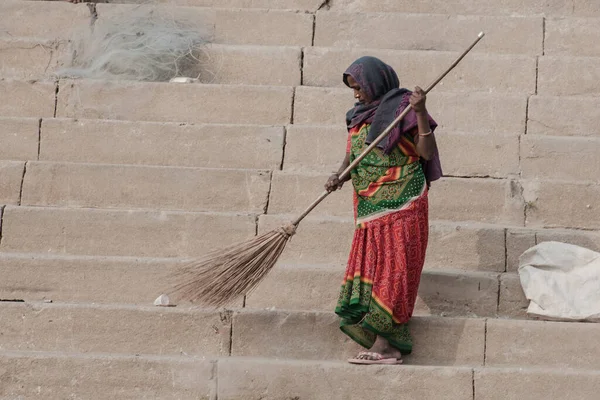 Varanasi November Unidentified Hindu Women Sacred Ganges River Banks Dashashwamedh — 스톡 사진