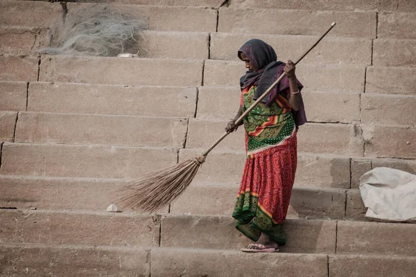 Varanasi November Unidentified Hindu Women Sacred Ganges River Banks Dashashwamedh — 图库照片