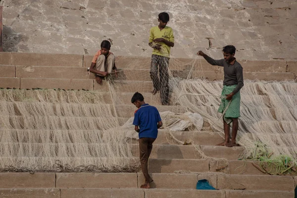 Varanasi November Unbekannte Hinduistische Menschen Ufer Des Heiligen Ganges Dashwamedh — Stockfoto