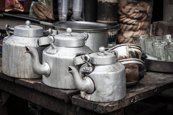aluminum kettle for Indian masala tea with glass 