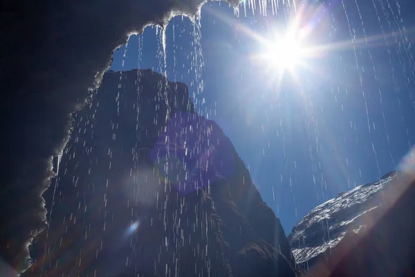 Melting Glacier Way Annapurna Base Camp Nepal Himalayas — Zdjęcie stockowe