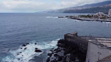 Aerial landscape with Puerto de la Cruz, Atlantic Ocean coast, Tenerife, Canary island, Spain