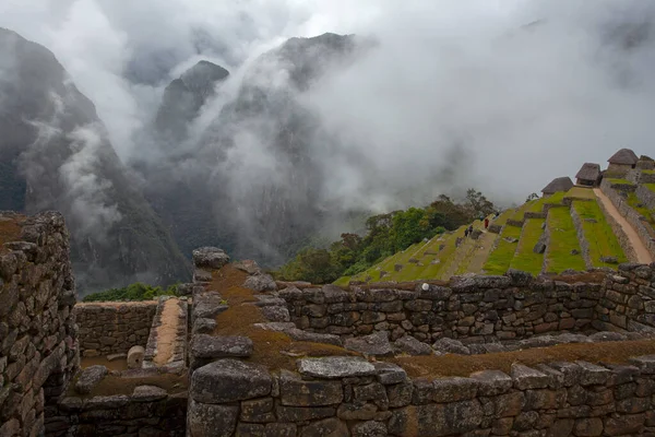 Machu Picchu Ancient City View Huchu Picchu Cloudy Weather — Stock Photo, Image