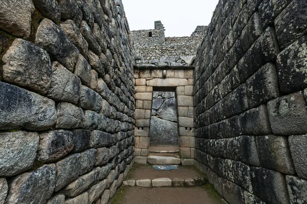 Inca Fal Machu Picchu Faluban Peru Dél Amerika — Stock Fotó