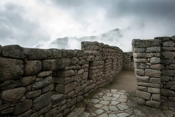 Τείχος Inca Στο Χωριό Machu Picchu Περού Νότια Αμερική — Φωτογραφία Αρχείου