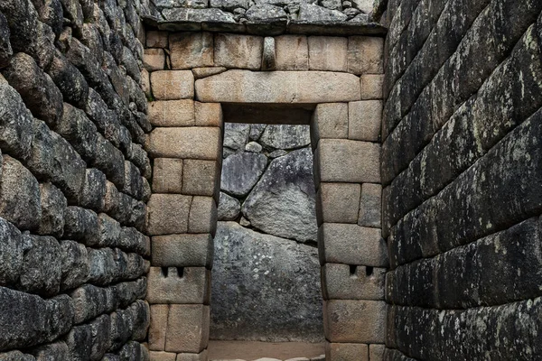 Inca Fal Machu Picchu Faluban Peru Dél Amerika — Stock Fotó