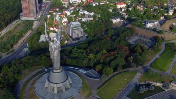 Motherland Monument Kyiv Top View Thr Sunrise — Stockvideo