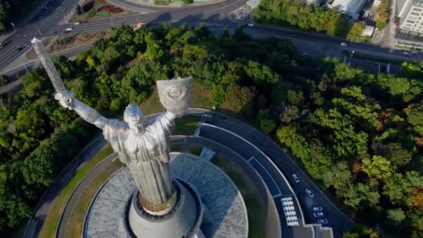 Μητρική Μνημείο Και Κίεβο Κορυφαία Θέα Μετά Την Ανατολή Του — Αρχείο Βίντεο