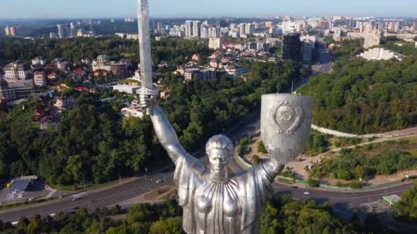Motherland Monument Kyiv Top View Thr Sunrise — 图库视频影像