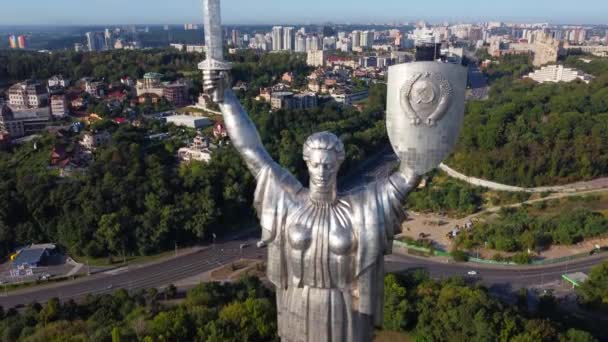 Motherland Monument Kyiv Top View Thr Sunrise — 图库视频影像