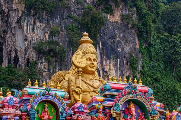 Grande Estátua Hindu Deus Murugan Batu Cavernas Templo Hindu Marco — Fotografia de Stock