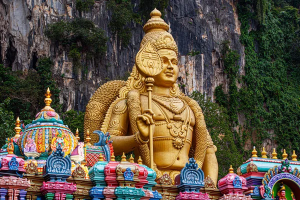 Grande Estátua Hindu Deus Murugan Batu Cavernas Templo Hindu Marco — Fotografia de Stock