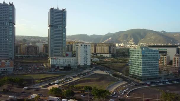 Aerial Photography Drone Point View Modern Architecture Santa Cruz Tenerife — Stock videók