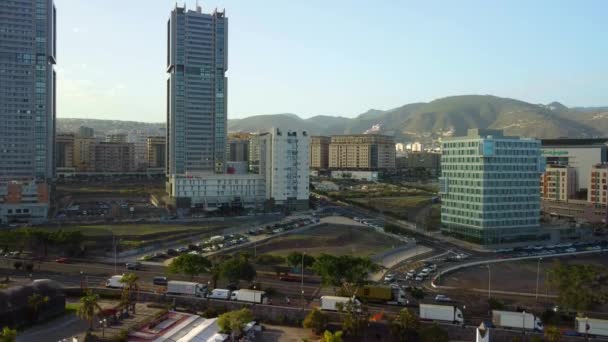 Aerial Photography Drone Point View Modern Architecture Santa Cruz Tenerife — Vídeos de Stock