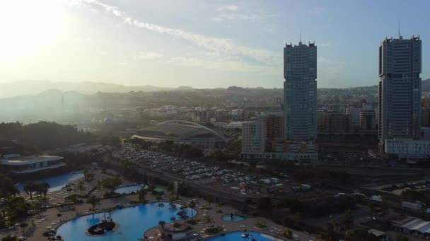 Aerial Photography Drone Point View Modern Architecture Santa Cruz Tenerife — Vídeos de Stock