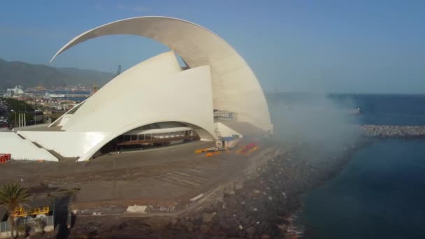 Aerial Photography Drone Point View Modern Architecture Santa Cruz Tenerife — Vídeos de Stock