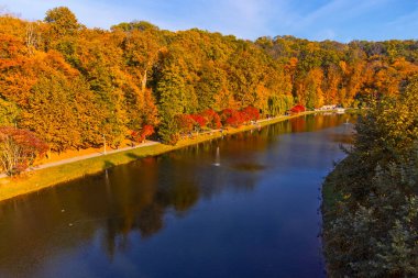 Feofaniya park in autumn taken with drone , Kyiv, Ukraine