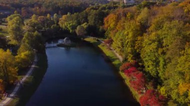 Feofaniya park in autumn taken with drone , Kyiv, Ukraine
