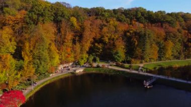 Feofaniya park in autumn taken with drone , Kyiv, Ukraine