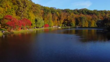 Feofaniya park in autumn taken with drone , Kyiv, Ukraine