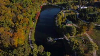 Feofaniya park in autumn taken with drone , Kyiv, Ukraine