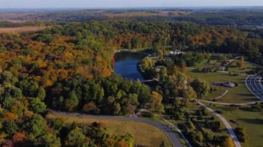 Feofaniya park in autumn taken with drone , Kyiv, Ukraine