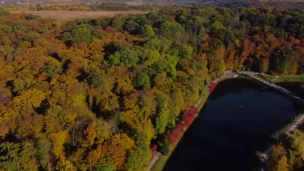 Feofaniya Πάρκο Φθινόπωρο Λαμβάνονται Drone Κίεβο Ουκρανία — Αρχείο Βίντεο