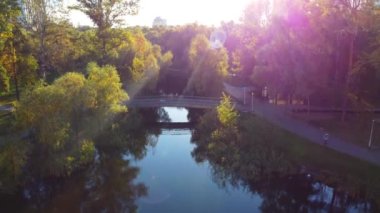 Park Peremoga inautumn taken with drone in Kyiv, Ukraine