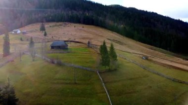 Sonbaharda Karpatlar, sonbaharda sabah manzarası, Ukrayna