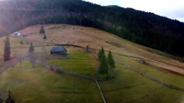 Sonbaharda Karpatlar, sonbaharda sabah manzarası, Ukrayna