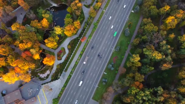 Vista Aérea Avenida Peremogy Cerca Kpi Ukivercity Kiev Tomada Con — Vídeo de stock