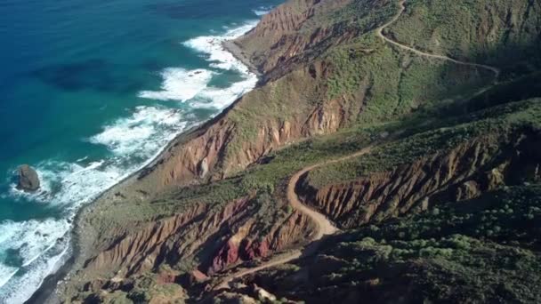 Okyanus Kıyısındaki Köyün Anaga Kırsal Parkı Tenerife Kanarya Adaları Ndaki — Stok video