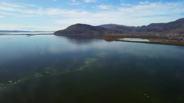 Panorama Aereo Puno Con Lago Titicaca Perù Sud America — Video Stock