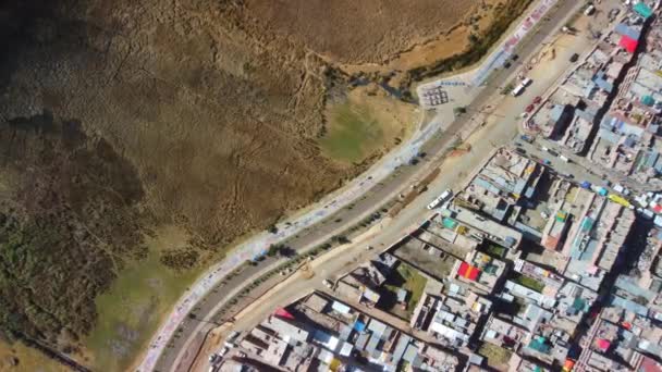 Luchtfoto Panorama Van Puno Met Titicaca Meer Peru Zuid Amerika — Stockvideo