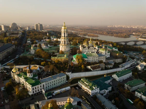 Vista Aérea Para Kiev Pechersk Lavra Pôr Sol Património Mundial — Fotografia de Stock