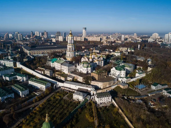 Vista Aerea Kiev Pechersk Lavra Sulle Colline Con Nebbia Mattutina Foto Stock