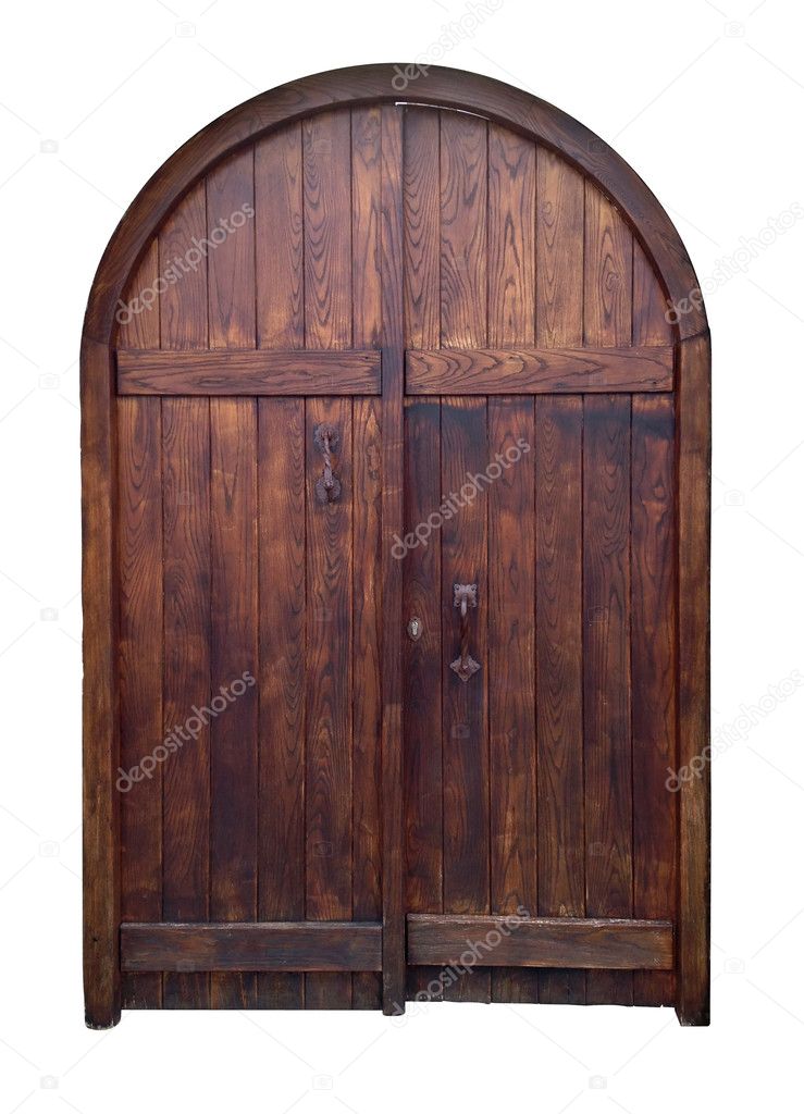 Old wooden door isolated
