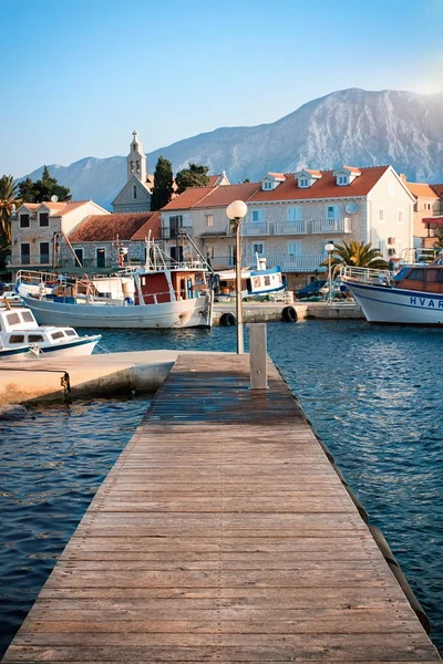 Wooden pier on the island of Hvar — Stock Photo, Image