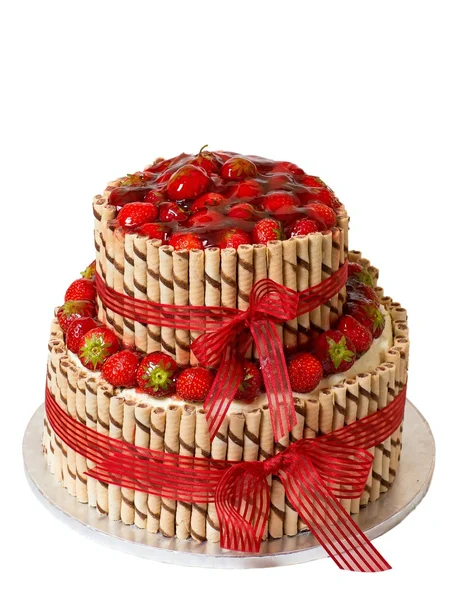 Traditional strawberry cake — Stock Photo, Image