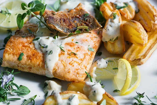 Roast salmon - fish — Stock Photo, Image