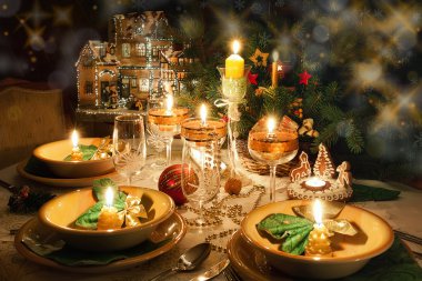 Christmas yemek masası Noel ruh hali ile