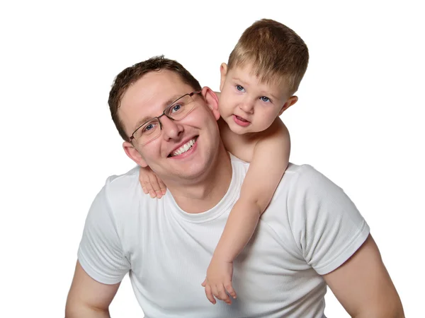 Closeup portrait of a happy father and son together — Stock Photo, Image