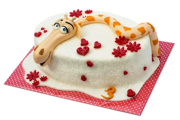 Torta di compleanno su sfondo bianco — Foto Stock