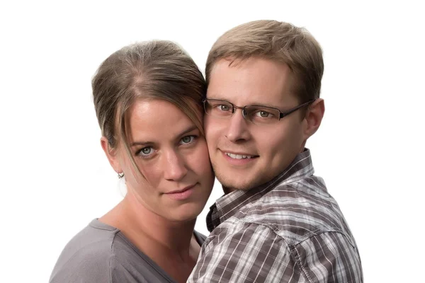 Glückliches verliebtes Paar. über weißem Hintergrund — Stockfoto