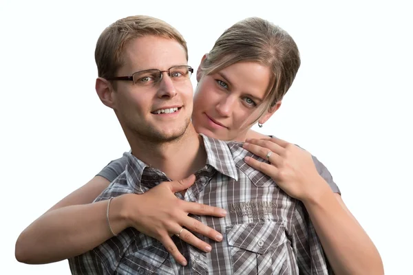 Pareja joven sobre fondo blanco — Foto de Stock