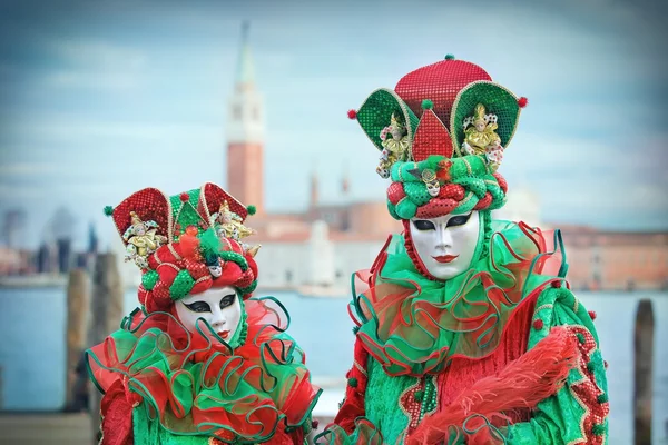 Máscara de carnaval em Veneza - Traje veneziano — Fotografia de Stock