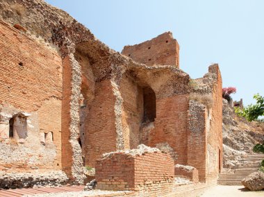 kalıntıları Yunan Roma Tiyatrosu, taormina, Sicilya, İtalya 