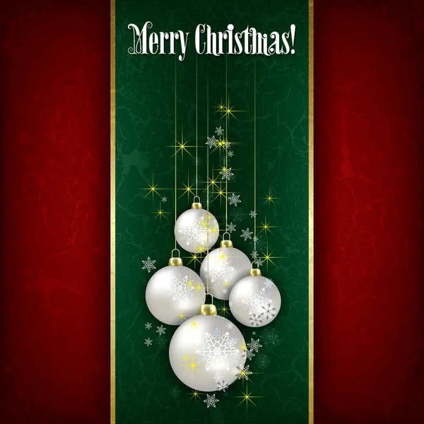 Vánoční pozdrav s decorationson na grunge zelené pozadí — Stockový vektor