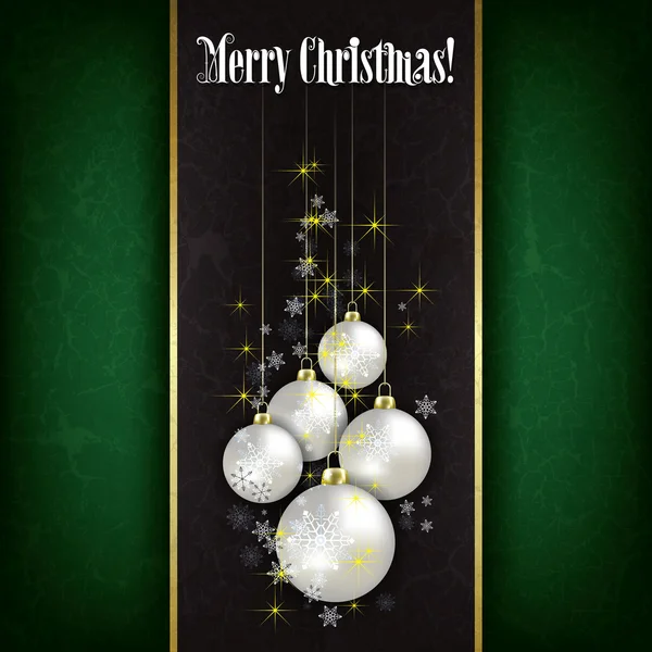 Weihnachtsgrunge-Gruß mit Dekoration auf schwarzem Hintergrund — Stockvektor