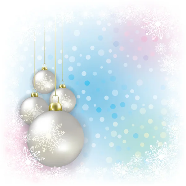 Fundo de inverno com decorações de Natal e flocos de neve — Vetor de Stock